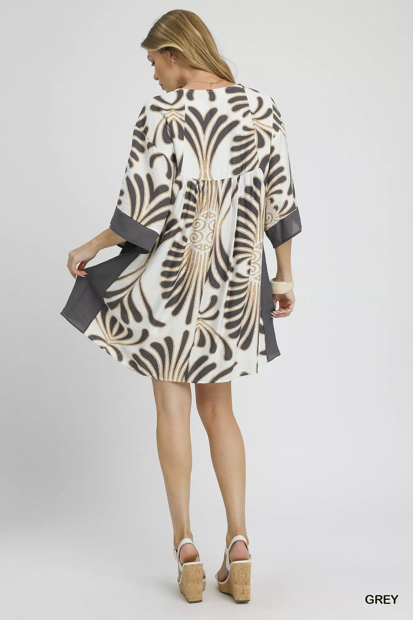Umgee Abstract Print Kimono Sleeve Mini Dress-Dresses-Trendsi-[option4]-[option5]-[option6]-[option7]-[option8]-Shop-Boutique-Clothing-for-Women-Online