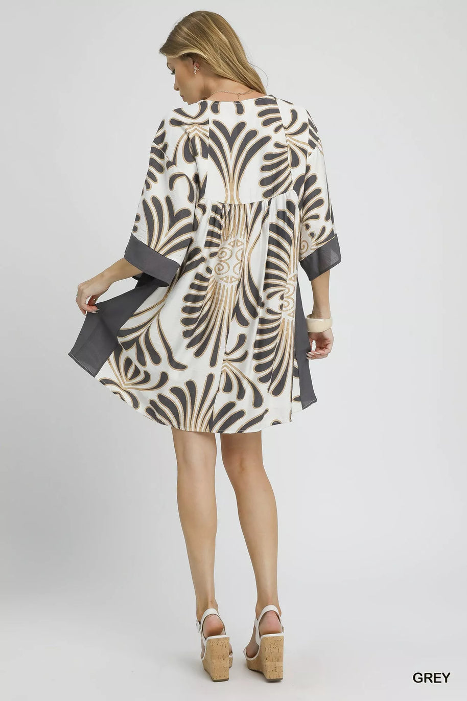 Umgee Abstract Print Kimono Sleeve Mini Dress-Dresses-Trendsi-[option4]-[option5]-[option6]-[option7]-[option8]-Shop-Boutique-Clothing-for-Women-Online
