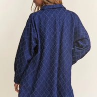 J.NNA Rhombus Stitched Button Up Denim Shacket-Womens Outerwear/Shacket-Trendsi-[option4]-[option5]-[option6]-[option7]-[option8]-Shop-Boutique-Clothing-for-Women-Online