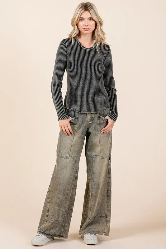 Mittoshop Washed Wide Leg Jeans with Pockets-Jeans-Trendsi-[option4]-[option5]-[option6]-[option7]-[option8]-Shop-Boutique-Clothing-for-Women-Online