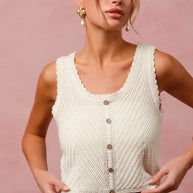 SO ME Chevron Pattern Buttoned Front Lightweight Tank Top-Tank Tops & Camis-Trendsi-[option4]-[option5]-[option6]-[option7]-[option8]-Shop-Boutique-Clothing-for-Women-Online
