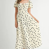 MABLE Polka Dot Puff Sleeve Midi Dress-Dresses-Trendsi-Cream-S-[option4]-[option5]-[option6]-[option7]-[option8]-Shop-Boutique-Clothing-for-Women-Online