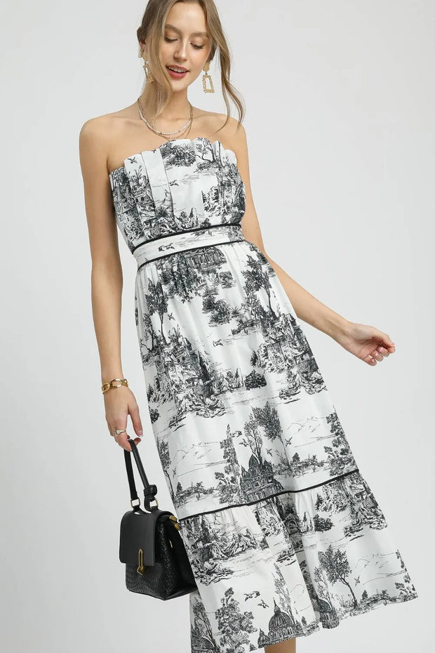 Umgee Printed Tiered Tube Midi Dress-Dresses-Trendsi-[option4]-[option5]-[option6]-[option7]-[option8]-Shop-Boutique-Clothing-for-Women-Online