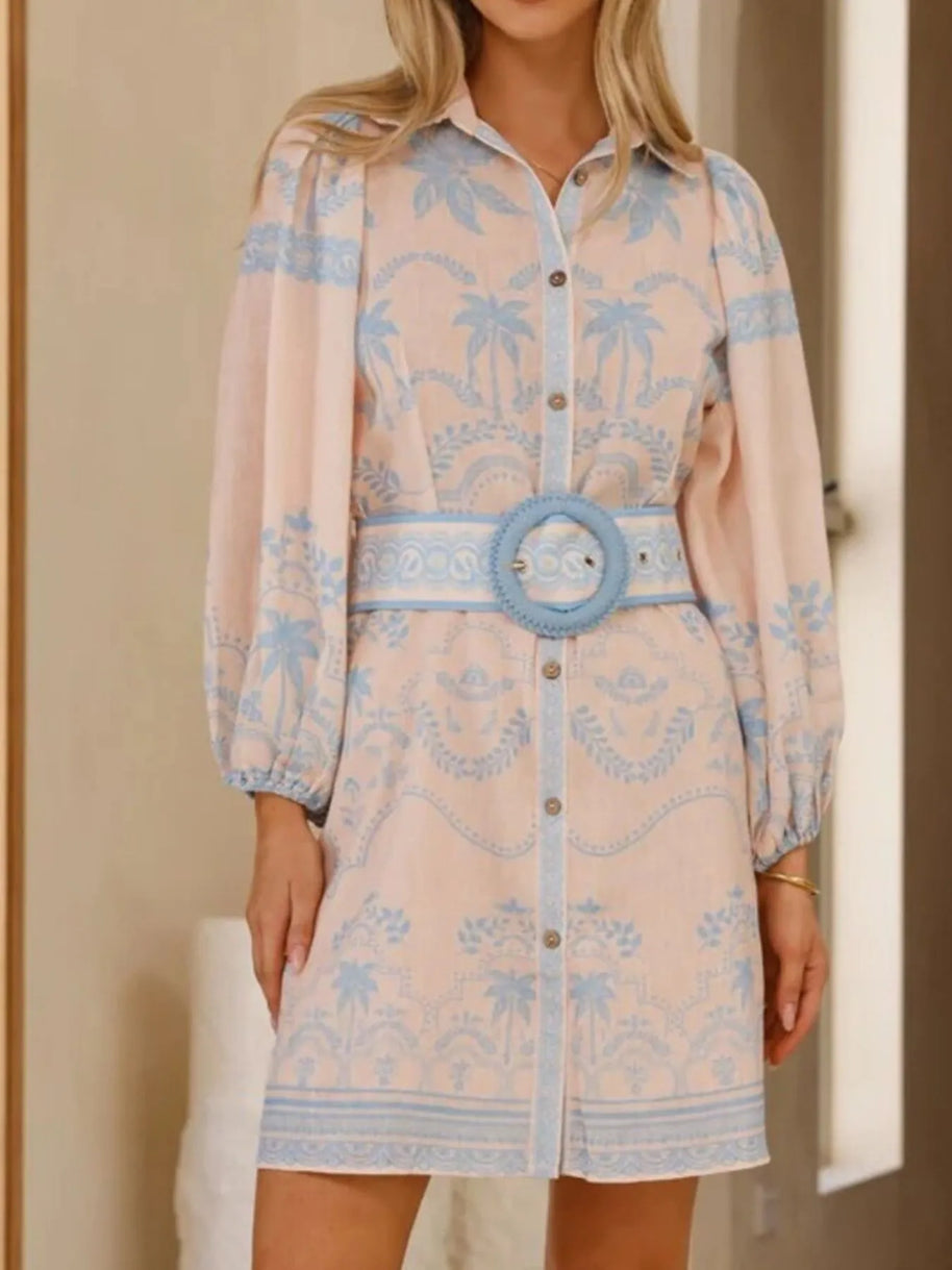 Printed Button Down Shirt Dress with Belt-Dresses-Trendsi-[option4]-[option5]-[option6]-[option7]-[option8]-Shop-Boutique-Clothing-for-Women-Online