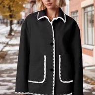 Contrast Trim Drop Shoulder Outerwear-Coats-Trendsi-Black-S-[option4]-[option5]-[option6]-[option7]-[option8]-Shop-Boutique-Clothing-for-Women-Online