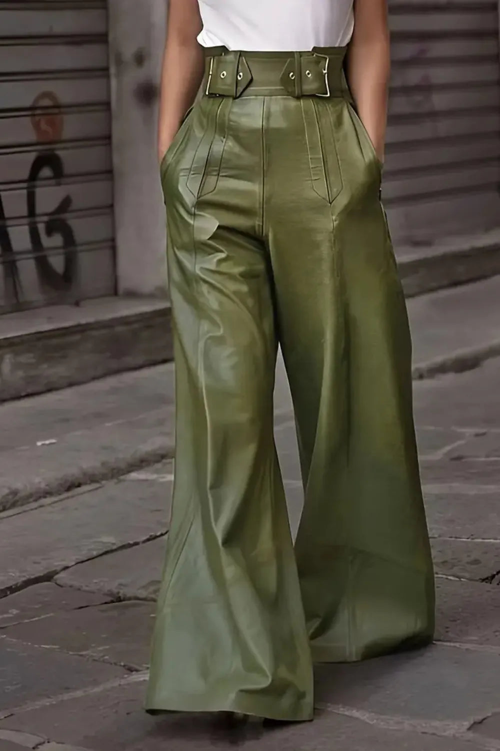 High Waist Wide Flare Pants-pants-Trendsi-Moss-S-[option4]-[option5]-[option6]-[option7]-[option8]-Shop-Boutique-Clothing-for-Women-Online