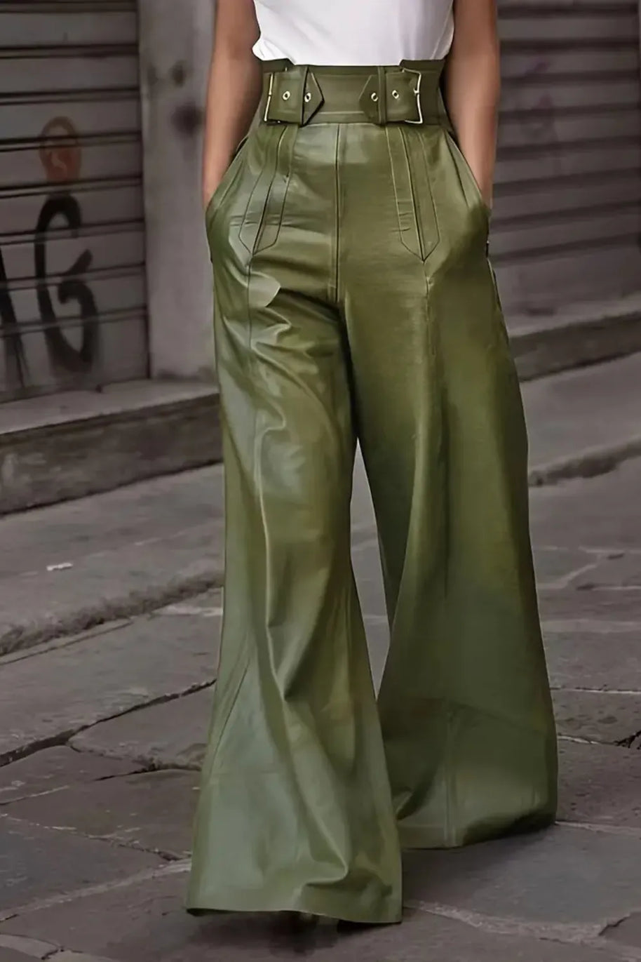 High Waist Wide Flare Pants-pants-Trendsi-Moss-S-[option4]-[option5]-[option6]-[option7]-[option8]-Shop-Boutique-Clothing-for-Women-Online