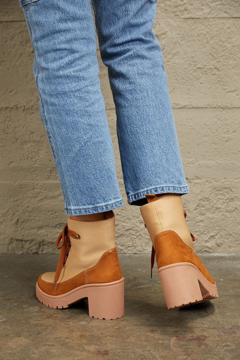 East Lion Corp Lace Up Lug Booties-Boots-Trendsi-[option4]-[option5]-[option6]-[option7]-[option8]-Shop-Boutique-Clothing-for-Women-Online