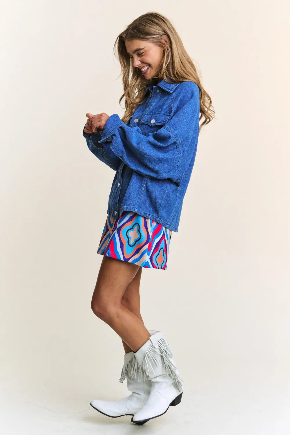 J.NNA Snap Down Long Sleeve Denim Shacket-Womens Outerwear/Shacket-Trendsi-[option4]-[option5]-[option6]-[option7]-[option8]-Shop-Boutique-Clothing-for-Women-Online