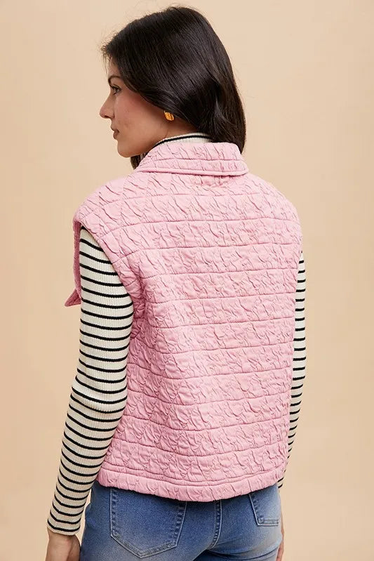 Annie Wear Texture Quilted Snap Down Vest Coat-Vest-Trendsi-[option4]-[option5]-[option6]-[option7]-[option8]-Shop-Boutique-Clothing-for-Women-Online