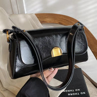 Golden Clasp Shoulder Bag-hand bag-Trendsi-Black-One Size-[option4]-[option5]-[option6]-[option7]-[option8]-Shop-Boutique-Clothing-for-Women-Online