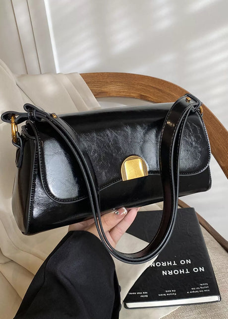 Golden Clasp Shoulder Bag-hand bag-Trendsi-Black-One Size-[option4]-[option5]-[option6]-[option7]-[option8]-Shop-Boutique-Clothing-for-Women-Online