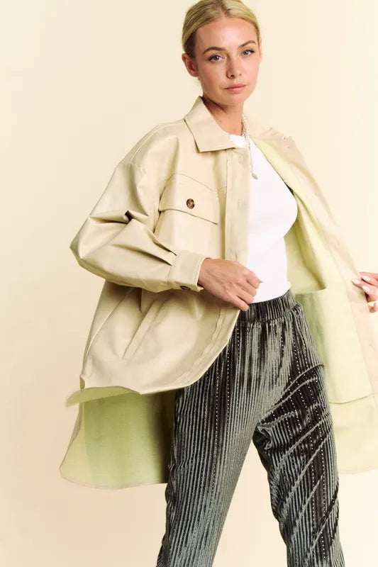 Davi & Dani Faux Leather Button Up Jacket with Chest Pockets-Jackets-Trendsi-[option4]-[option5]-[option6]-[option7]-[option8]-Shop-Boutique-Clothing-for-Women-Online