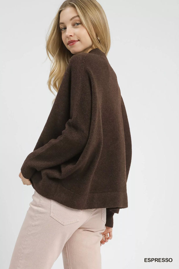 Umgee V-Neck Sweater with Wide Trim Detail-Sweater-Trendsi-[option4]-[option5]-[option6]-[option7]-[option8]-Shop-Boutique-Clothing-for-Women-Online