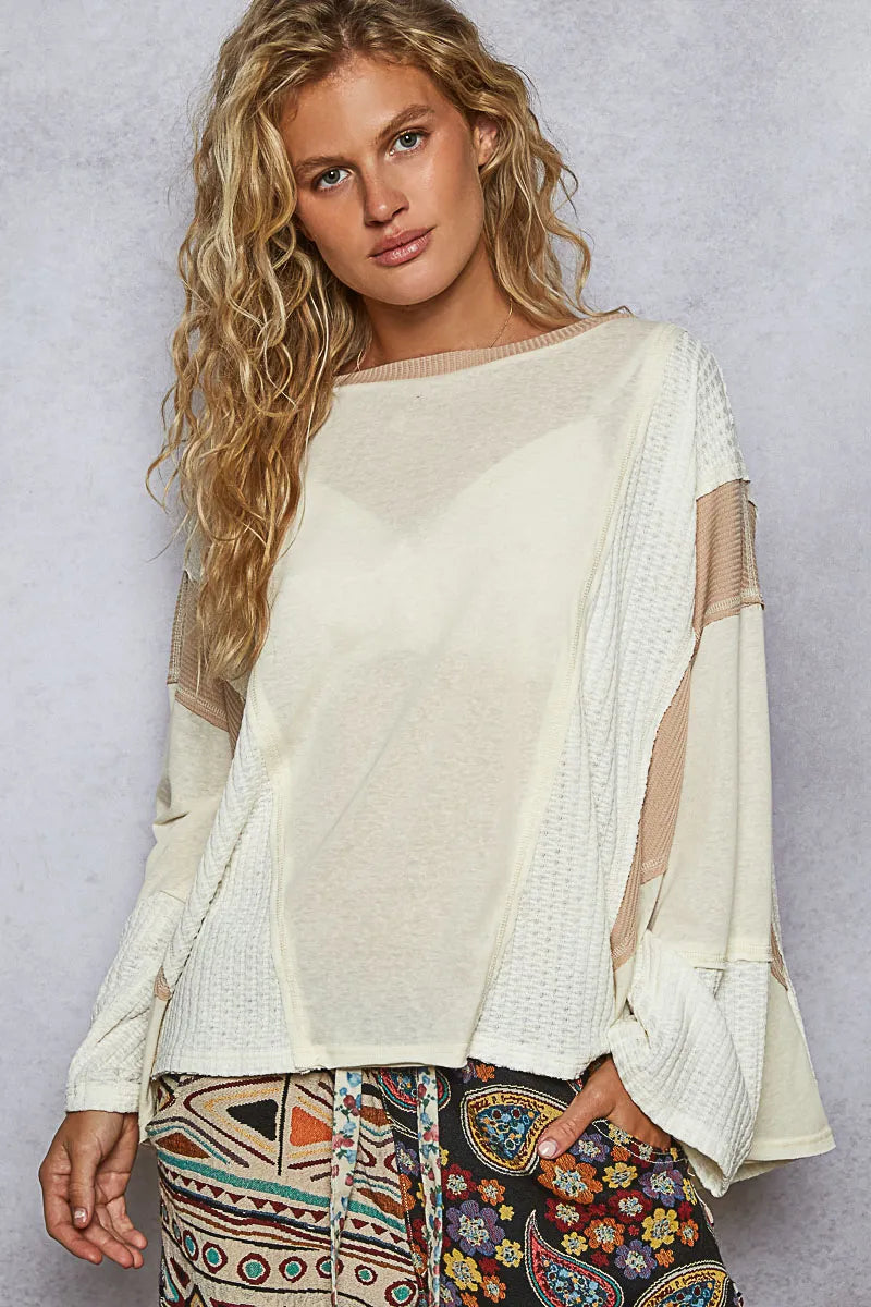 POL Contrast Round Neck Long Sleeve T-Shirt-Blouses-Trendsi-Cream-S-[option4]-[option5]-[option6]-[option7]-[option8]-Shop-Boutique-Clothing-for-Women-Online