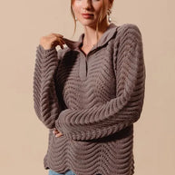 SO ME Notched Collar Wavy Texture Sweater Top-Sweaters-Trendsi-COFFEE-S-[option4]-[option5]-[option6]-[option7]-[option8]-Shop-Boutique-Clothing-for-Women-Online