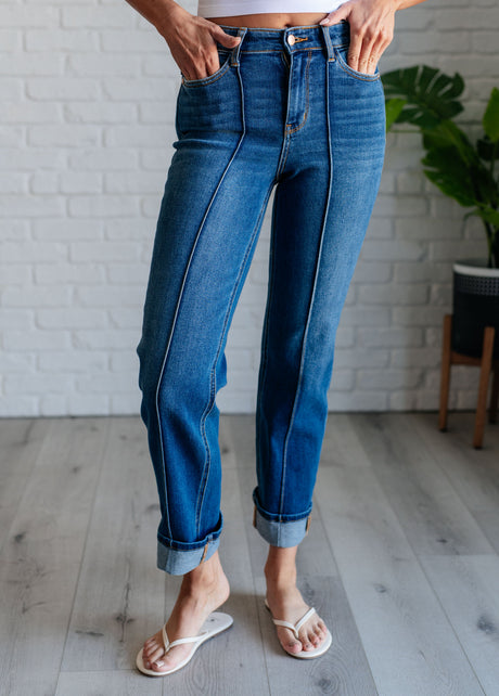 Judy Blue Campbell High Rise Center Seam Detail Straight Jeans-Womens-Ave Shops-[option4]-[option5]-[option6]-[option7]-[option8]-Shop-Boutique-Clothing-for-Women-Online