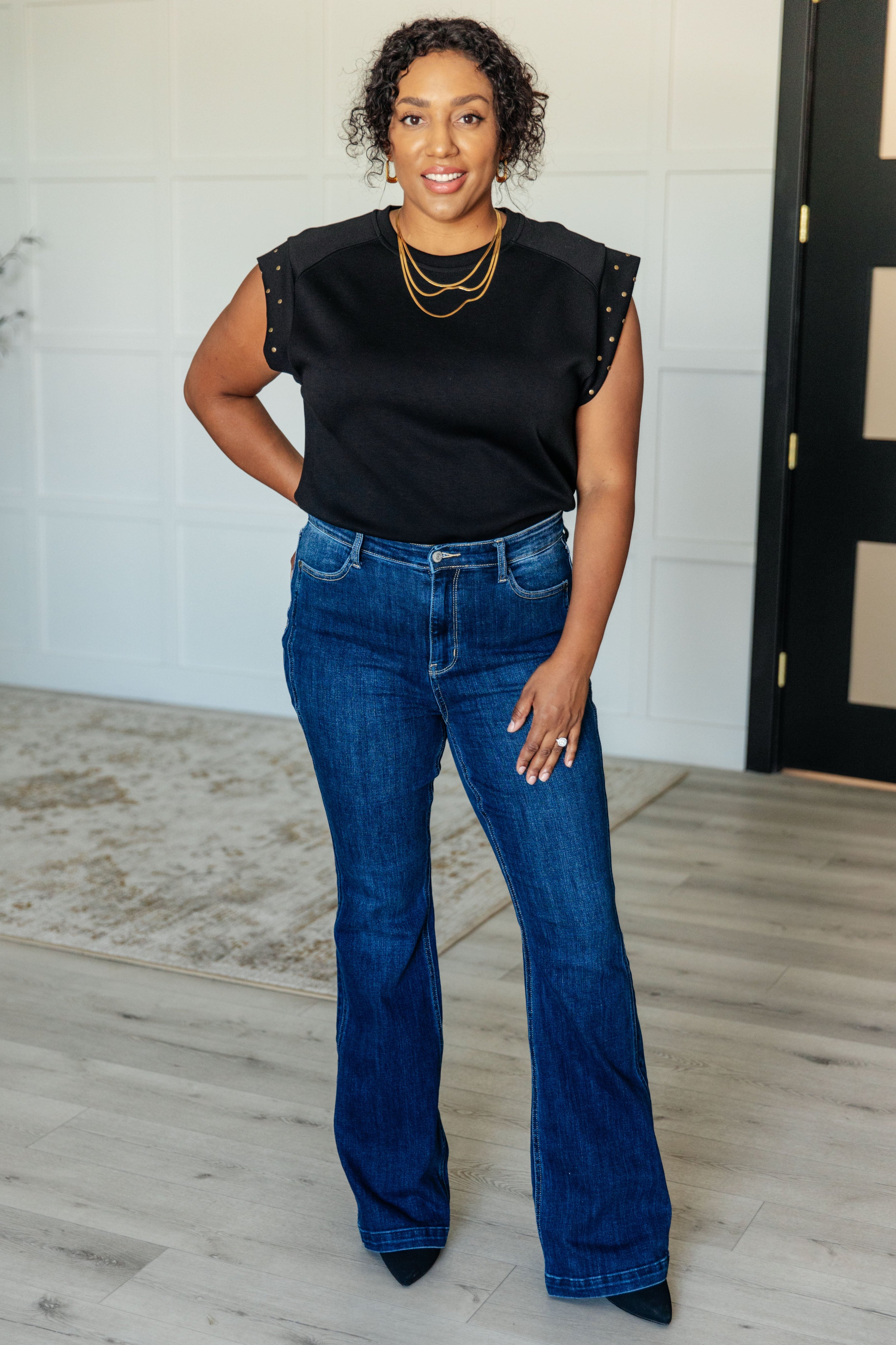 My Domain Studded Cap Sleeve Top-Tops-Ave Shops-[option4]-[option5]-[option6]-[option7]-[option8]-Shop-Boutique-Clothing-for-Women-Online
