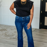 My Domain Studded Cap Sleeve Top-Tops-Ave Shops-[option4]-[option5]-[option6]-[option7]-[option8]-Shop-Boutique-Clothing-for-Women-Online