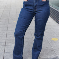 Judy Blue Dark Wash High Waisted Straight Fit Jeans-Judy Blue-[option4]-[option5]-[option6]-[option7]-[option8]-Shop-Boutique-Clothing-for-Women-Online