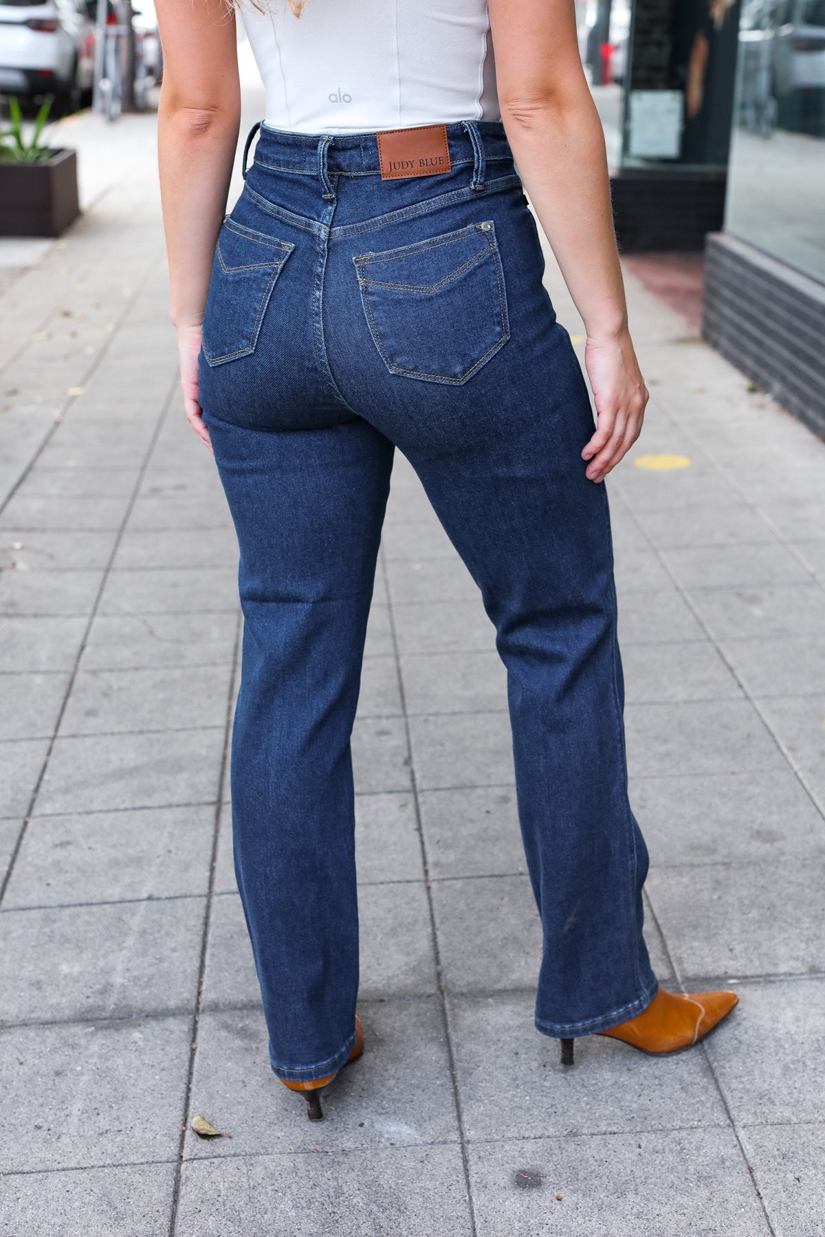 Judy Blue Dark Wash High Waisted Straight Fit Jeans-Judy Blue-[option4]-[option5]-[option6]-[option7]-[option8]-Shop-Boutique-Clothing-for-Women-Online