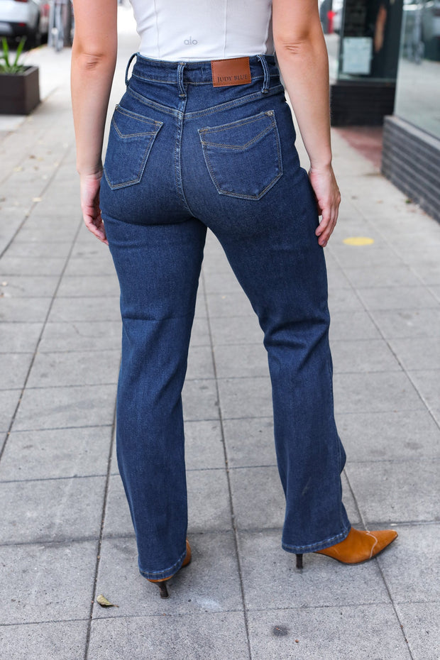 Judy Blue Dark Wash High Waisted Straight Fit Jeans-Judy Blue-[option4]-[option5]-[option6]-[option7]-[option8]-Shop-Boutique-Clothing-for-Women-Online