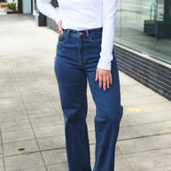 Judy Blue Medium Wash High Waist Wide Leg Jeans-Judy Blue-[option4]-[option5]-[option6]-[option7]-[option8]-Shop-Boutique-Clothing-for-Women-Online