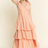 Jade By Jane Sleeveless Gingham Print Tiered Midi Dress-Dresses-Trendsi-[option4]-[option5]-[option6]-[option7]-[option8]-Shop-Boutique-Clothing-for-Women-Online