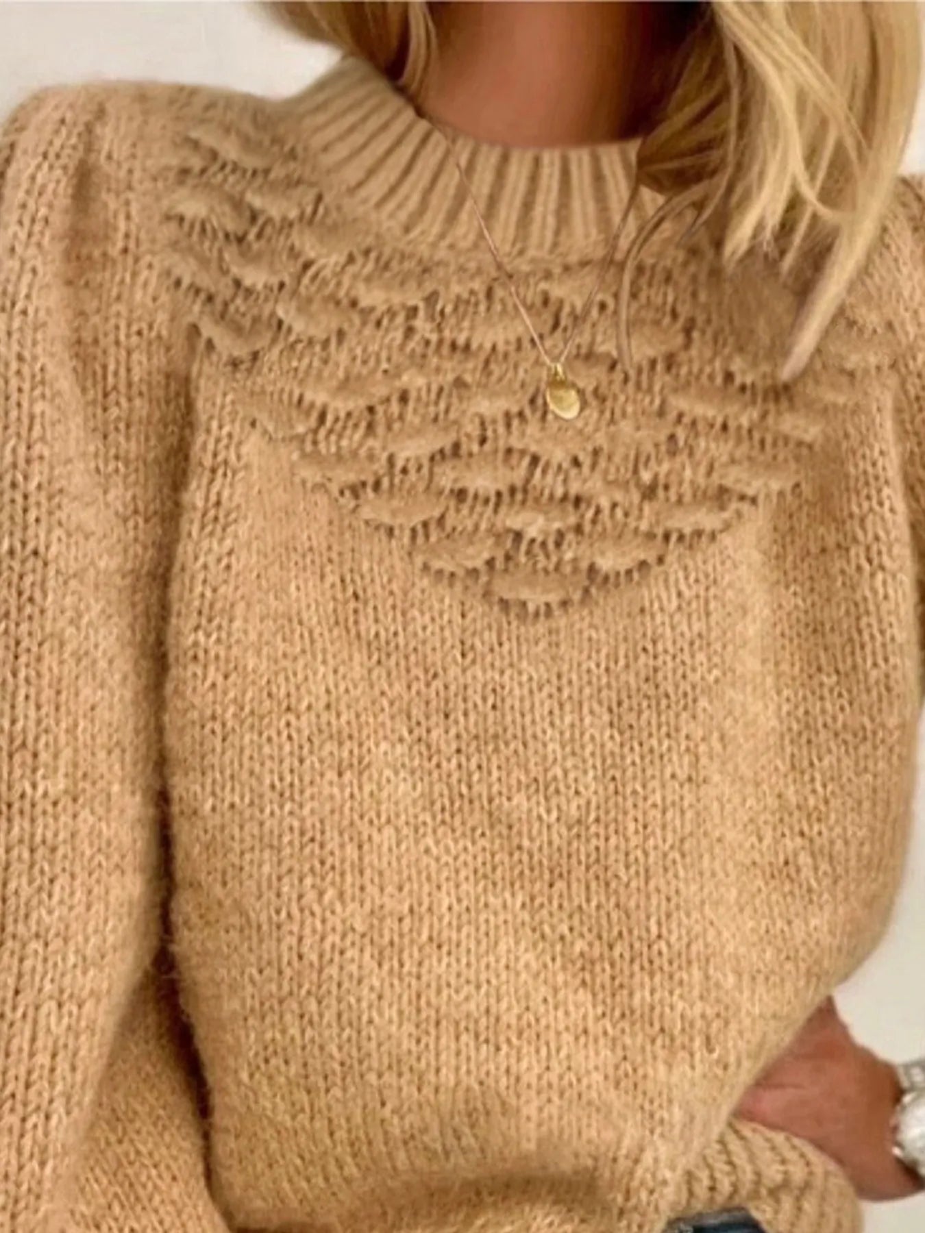 Textured Knit Round Neck Long Sleeve Sweater-Womens Sweater-Trendsi-[option4]-[option5]-[option6]-[option7]-[option8]-Shop-Boutique-Clothing-for-Women-Online