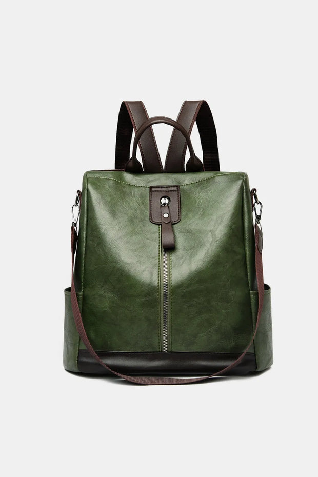 PU Leather Backpack Bag-backpack-Trendsi-Dark Green-One Size-[option4]-[option5]-[option6]-[option7]-[option8]-Shop-Boutique-Clothing-for-Women-Online