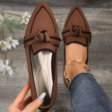 Bow Contrast Trim Point Toe Loafers-Flats-Trendsi-Brown-36(US5)-[option4]-[option5]-[option6]-[option7]-[option8]-Shop-Boutique-Clothing-for-Women-Online