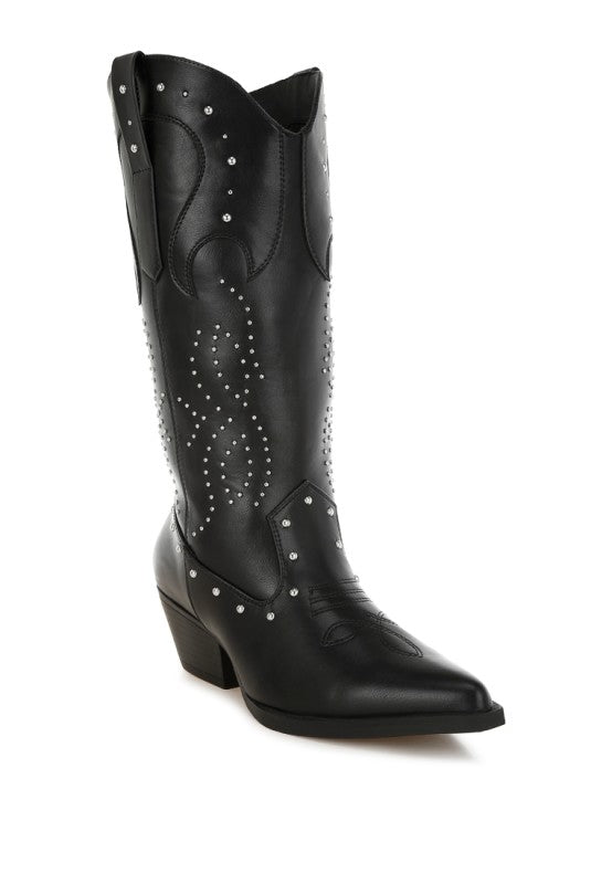Dockery Studs Embellished Cowboy Boots-Rag Company-Black-US-5 / UK-3 / EU-36-[option4]-[option5]-[option6]-[option7]-[option8]-Shop-Boutique-Clothing-for-Women-Online