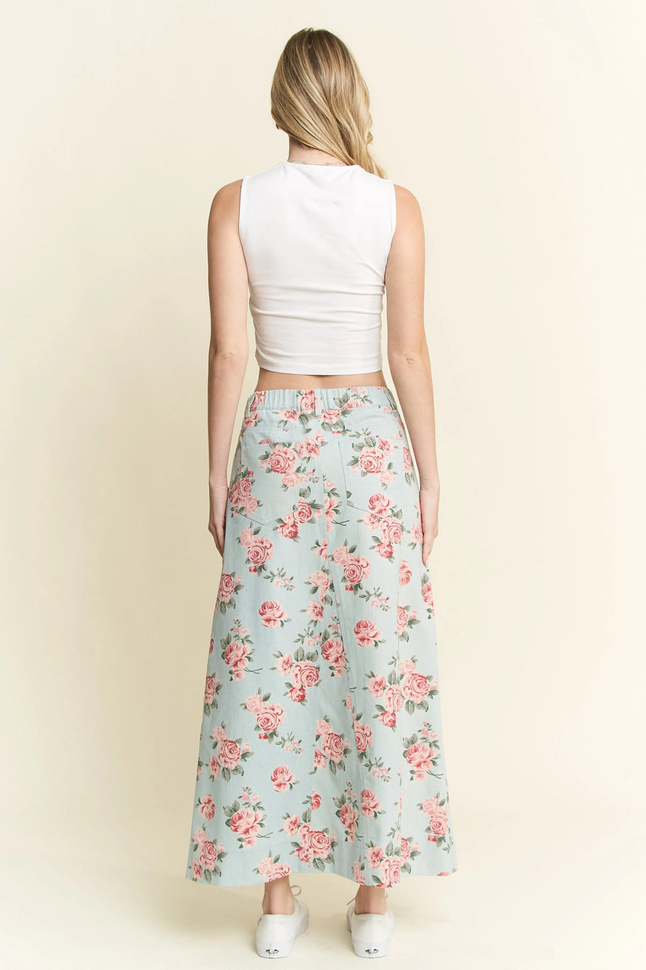 Jade By Jane Full Size Floral Print Front Slit Denim Maxi Skirt Plus Size-Skirts-Trendsi-[option4]-[option5]-[option6]-[option7]-[option8]-Shop-Boutique-Clothing-for-Women-Online