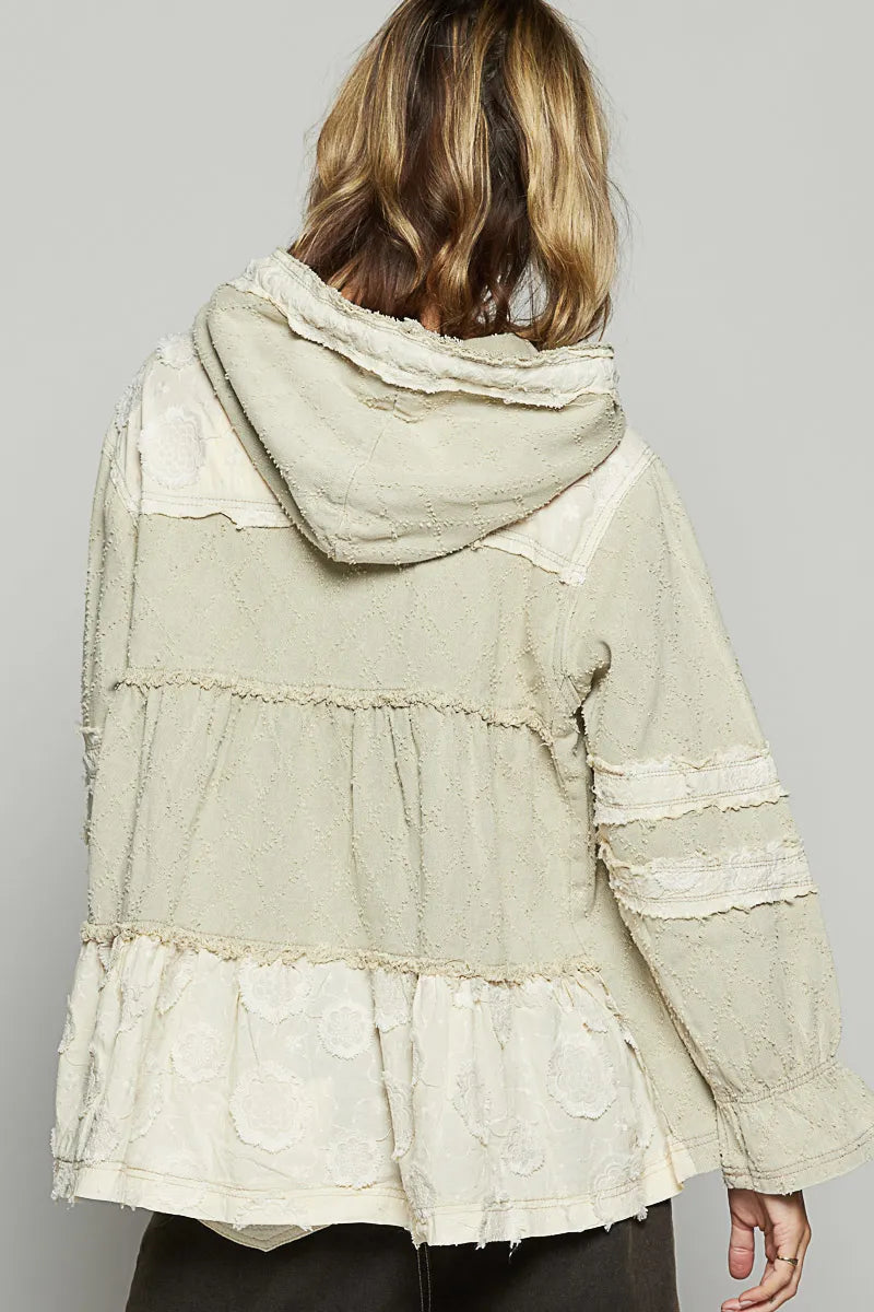 POL Raw Hem Color Block Hooded Jacket-Jacket-Trendsi-[option4]-[option5]-[option6]-[option7]-[option8]-Shop-Boutique-Clothing-for-Women-Online