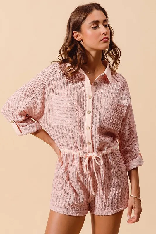 SO ME Textured Knit Button Front Romper-Jumpsuits & Rompers-Trendsi-[option4]-[option5]-[option6]-[option7]-[option8]-Shop-Boutique-Clothing-for-Women-Online