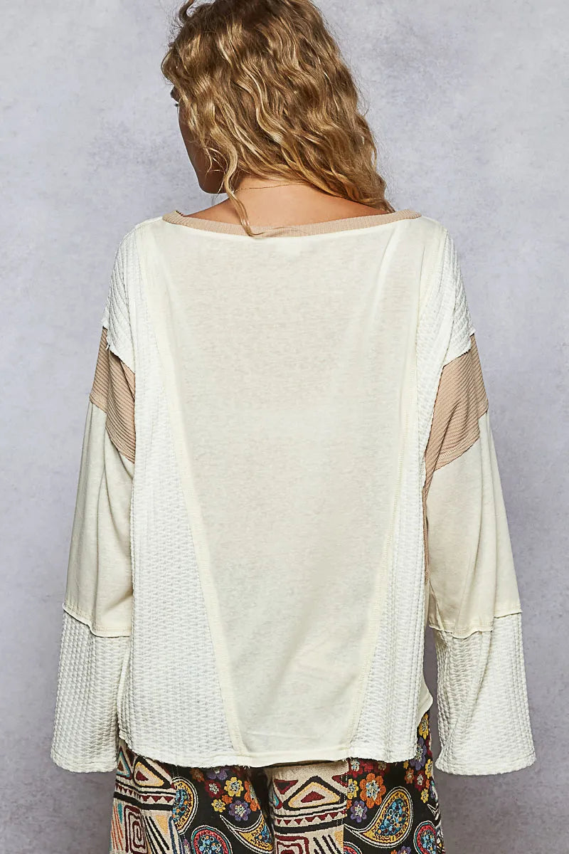 POL Contrast Round Neck Long Sleeve T-Shirt-Blouses-Trendsi-[option4]-[option5]-[option6]-[option7]-[option8]-Shop-Boutique-Clothing-for-Women-Online