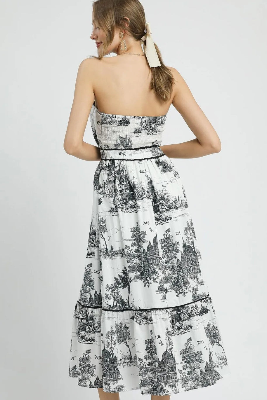 Umgee Printed Tiered Tube Midi Dress-Dresses-Trendsi-[option4]-[option5]-[option6]-[option7]-[option8]-Shop-Boutique-Clothing-for-Women-Online