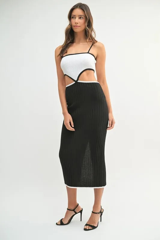 MABLE Ribbed Knit Color Block Cutout Midi Dress-Dresses-Trendsi-[option4]-[option5]-[option6]-[option7]-[option8]-Shop-Boutique-Clothing-for-Women-Online