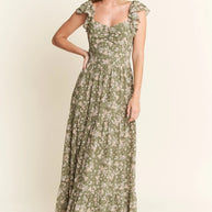 Jade By Jane Ruffle Sleeve Tiered Maxi Dress-Dresses-Trendsi-SAGE-S-[option4]-[option5]-[option6]-[option7]-[option8]-Shop-Boutique-Clothing-for-Women-Online