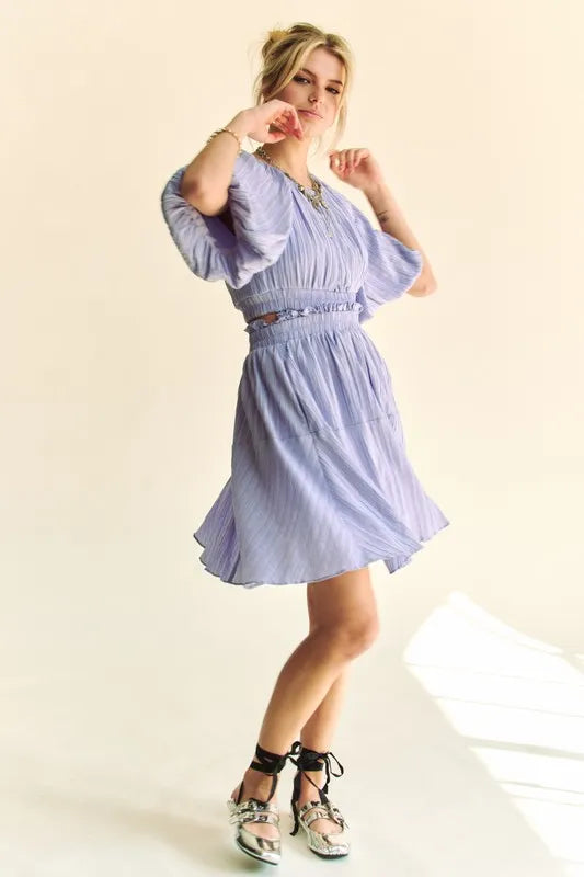 Davi & Dani Back Button Puff Sleeve Mini Dress-Dresses-Trendsi-[option4]-[option5]-[option6]-[option7]-[option8]-Shop-Boutique-Clothing-for-Women-Online