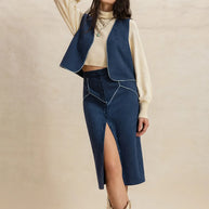 Open Front Vest and Buttoned Skirt Set-sets-Trendsi-Peacock Blue-S-[option4]-[option5]-[option6]-[option7]-[option8]-Shop-Boutique-Clothing-for-Women-Online
