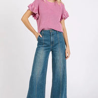 Mittoshop Medium Wash Seam Detail Wide Leg Denim Jeans-Jeans-Trendsi-[option4]-[option5]-[option6]-[option7]-[option8]-Shop-Boutique-Clothing-for-Women-Online