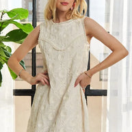 ADORA Applique Round Neck Sleeveless Shift Dress-Dresses-Trendsi-Beige-S-[option4]-[option5]-[option6]-[option7]-[option8]-Shop-Boutique-Clothing-for-Women-Online