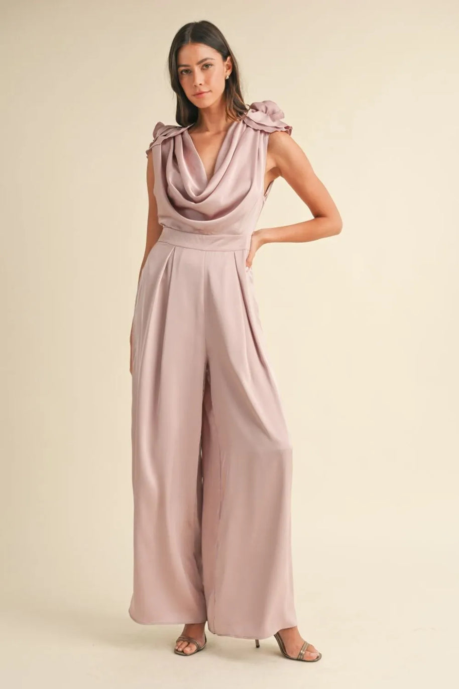 MABLE 3D Floral Applique Deep Cowl Neck Jumpsuit-Jumpsuits & Rompers-Trendsi-Dusty Mauve-S-[option4]-[option5]-[option6]-[option7]-[option8]-Shop-Boutique-Clothing-for-Women-Online
