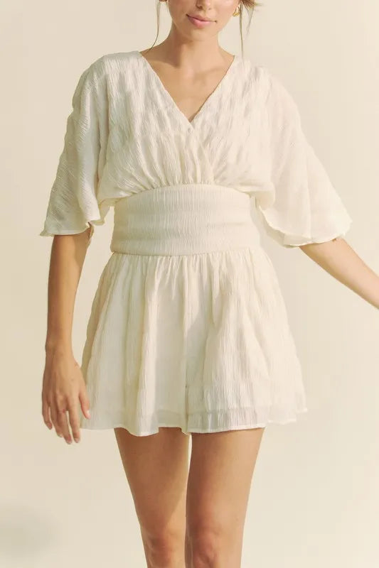 Davi & Dani Batwing Sleeve Waist Belt Romper-Jumpsuits & Rompers-Trendsi-[option4]-[option5]-[option6]-[option7]-[option8]-Shop-Boutique-Clothing-for-Women-Online