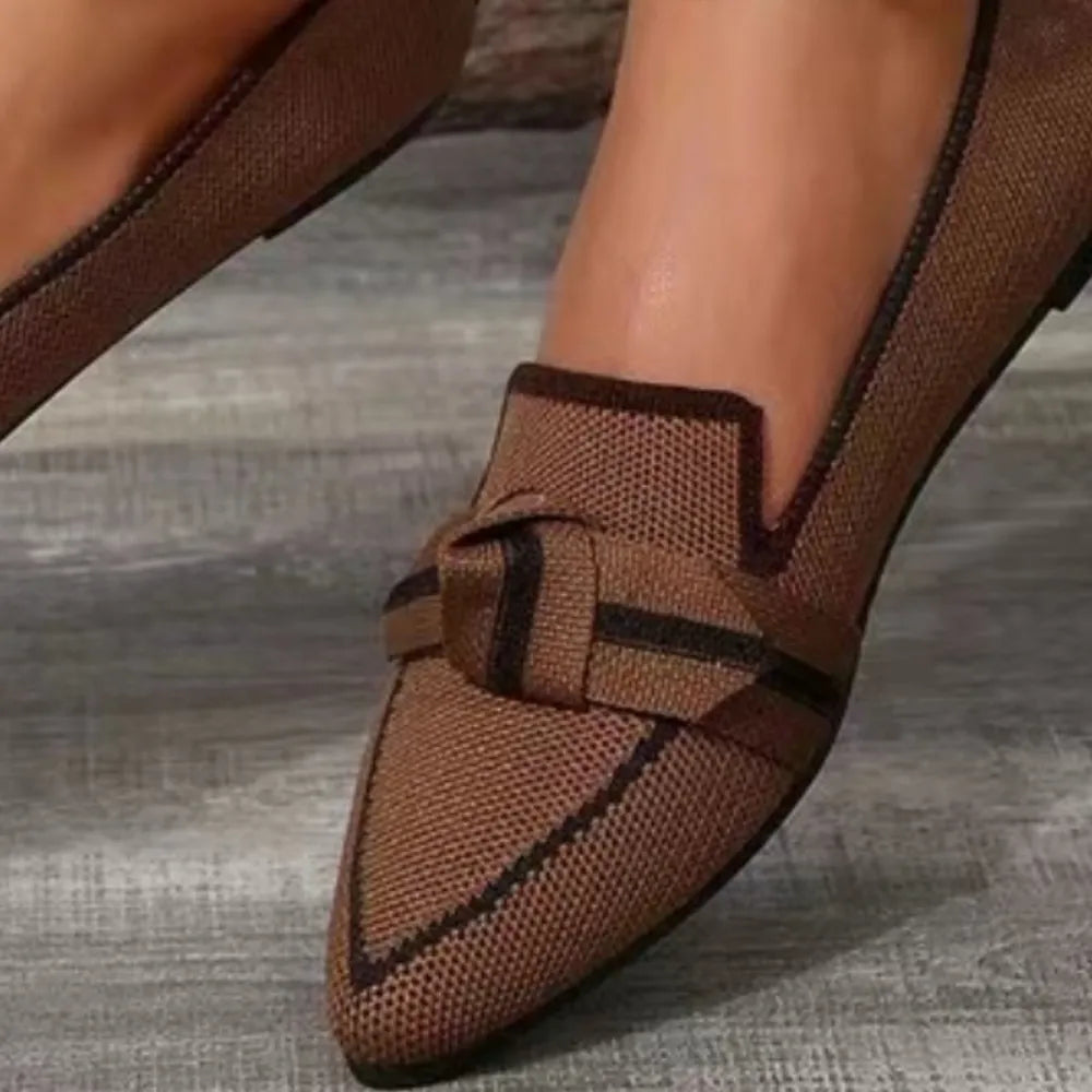 Bow Contrast Trim Point Toe Loafers-Flats-Trendsi-[option4]-[option5]-[option6]-[option7]-[option8]-Shop-Boutique-Clothing-for-Women-Online