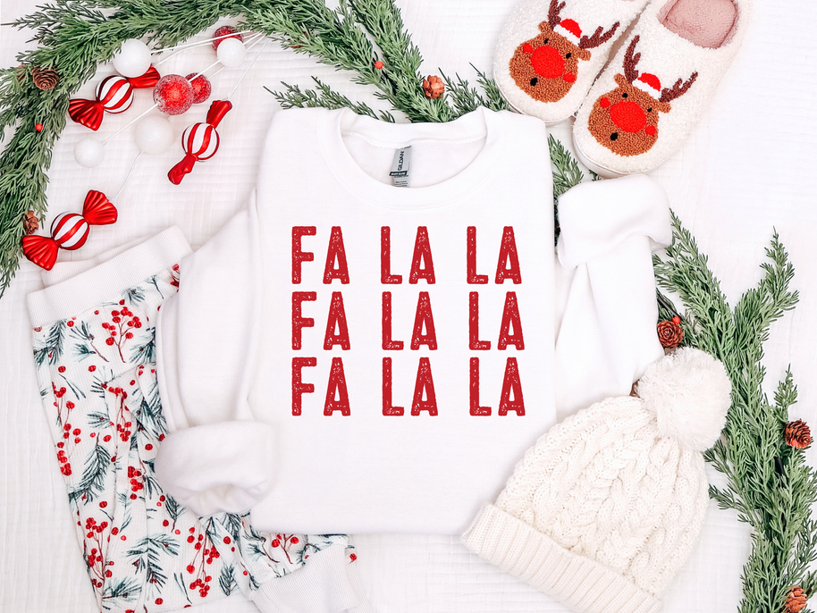 Fa La La Stacked Graphic Tee and Sweatshirt-Womens-Ave Shops-[option4]-[option5]-[option6]-[option7]-[option8]-Shop-Boutique-Clothing-for-Women-Online