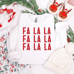 Fa La La Stacked Graphic Tee and Sweatshirt-Womens-Ave Shops-[option4]-[option5]-[option6]-[option7]-[option8]-Shop-Boutique-Clothing-for-Women-Online