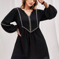 Plus Size Notched Balloon Sleeve Mini Dress-Dresses-Trendsi-[option4]-[option5]-[option6]-[option7]-[option8]-Shop-Boutique-Clothing-for-Women-Online