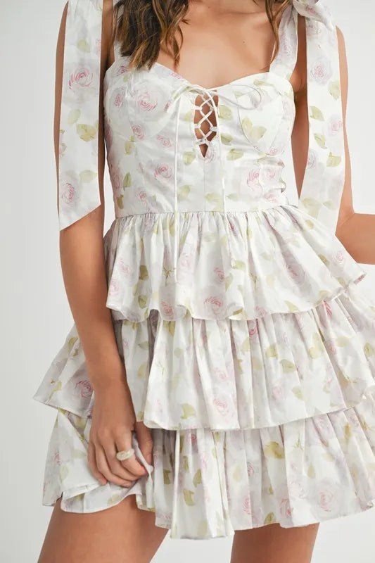 MABLE Floral Print Shoulder Tie Layered Mini Dress-Dresses-Trendsi-[option4]-[option5]-[option6]-[option7]-[option8]-Shop-Boutique-Clothing-for-Women-Online